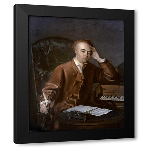The Composer Handel Black Modern Wood Framed Art Print by Mercier, Philippe