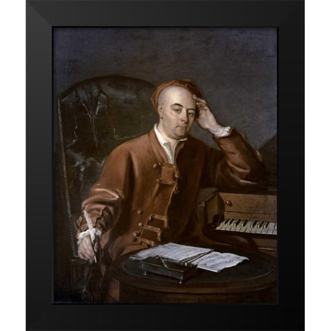 The Composer Handel Black Modern Wood Framed Art Print by Mercier, Philippe