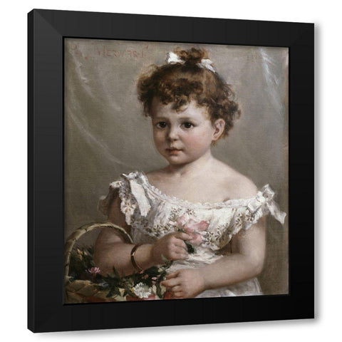 Helene Loeb Lyon As a Young Girl Black Modern Wood Framed Art Print with Double Matting by Merwart, Paul