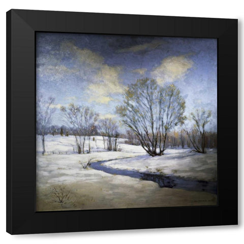 Old Willow and Brook Black Modern Wood Framed Art Print by Metcalf, Willard Leory