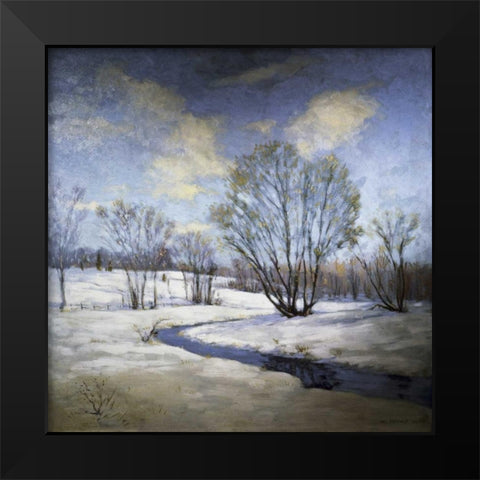 Old Willow and Brook Black Modern Wood Framed Art Print by Metcalf, Willard Leory