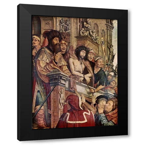 Christ Presented To The People Black Modern Wood Framed Art Print with Double Matting by Metsys, Quinten