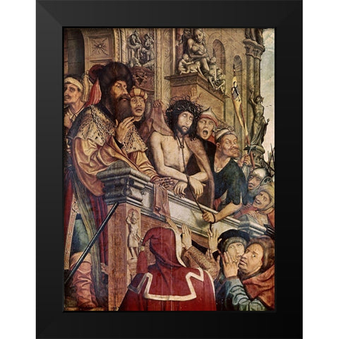 Christ Presented To The People Black Modern Wood Framed Art Print by Metsys, Quinten