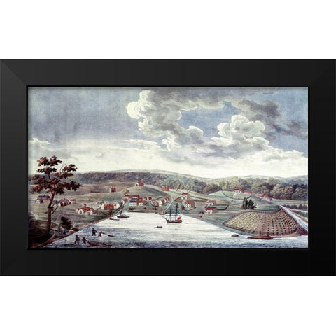 Baltimore, 1752 Black Modern Wood Framed Art Print by Moale, John