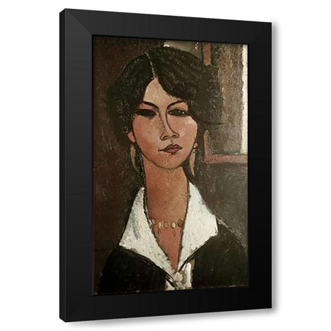 Algerian Almaisa Black Modern Wood Framed Art Print by Modigliani, Amedeo