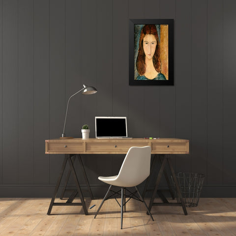Jeanne Hebuterne, 1919 Black Modern Wood Framed Art Print by Modigliani, Amedeo