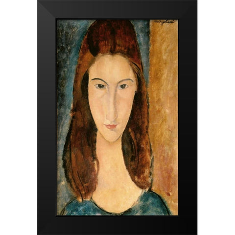 Jeanne Hebuterne, 1919 Black Modern Wood Framed Art Print by Modigliani, Amedeo