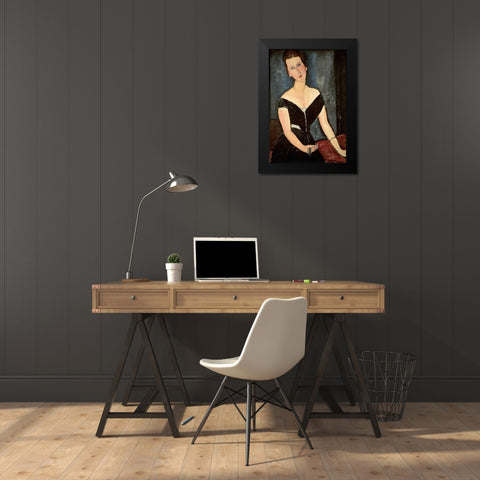 Madame G. Van Muyden Black Modern Wood Framed Art Print by Modigliani, Amedeo