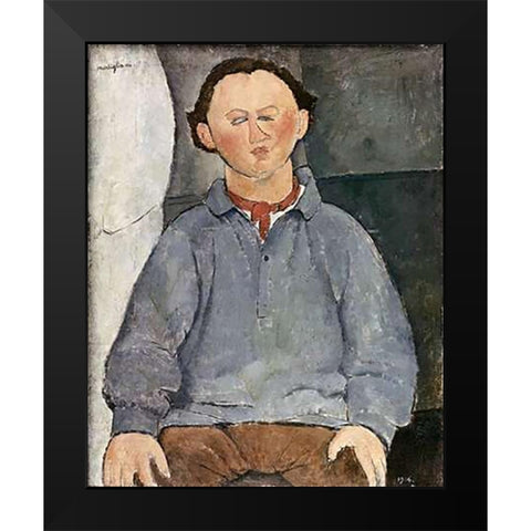Portrait of a Man Black Modern Wood Framed Art Print by Modigliani, Amedeo