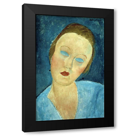 Portrait of Madame Survage Black Modern Wood Framed Art Print with Double Matting by Modigliani, Amedeo