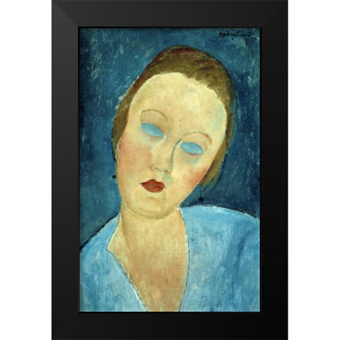 Portrait of Madame Survage Black Modern Wood Framed Art Print by Modigliani, Amedeo