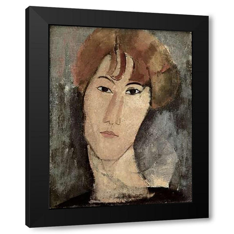Portrait of Pardy Black Modern Wood Framed Art Print by Modigliani, Amedeo