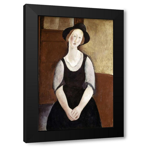 Portrait of Thora Klinckowstrom Black Modern Wood Framed Art Print by Modigliani, Amedeo