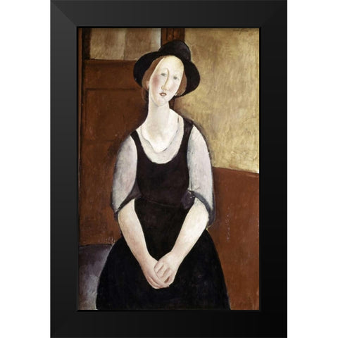 Portrait of Thora Klinckowstrom Black Modern Wood Framed Art Print by Modigliani, Amedeo