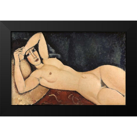 Reclining Nude Black Modern Wood Framed Art Print by Modigliani, Amedeo