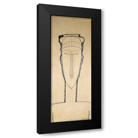 Tete De Cariatide Black Modern Wood Framed Art Print with Double Matting by Modigliani, Amedeo