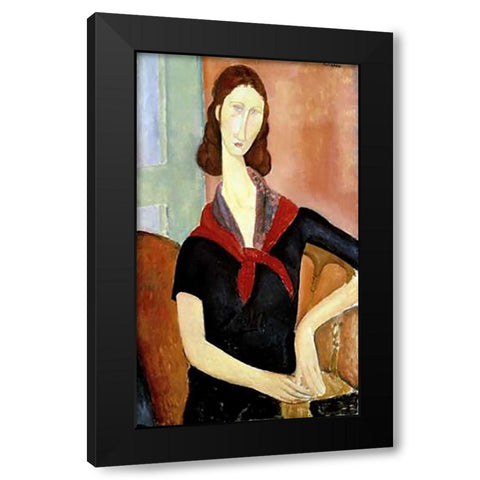Young Woman (Au Foulard) Black Modern Wood Framed Art Print by Modigliani, Amedeo