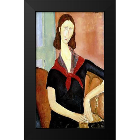 Young Woman (Au Foulard) Black Modern Wood Framed Art Print by Modigliani, Amedeo