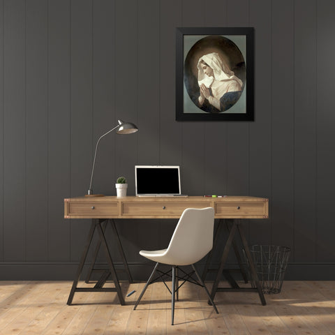 Madonna In Prayer Black Modern Wood Framed Art Print by Molteni, Giuseppe