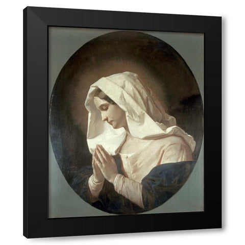 Madonna In Prayer Black Modern Wood Framed Art Print by Molteni, Giuseppe