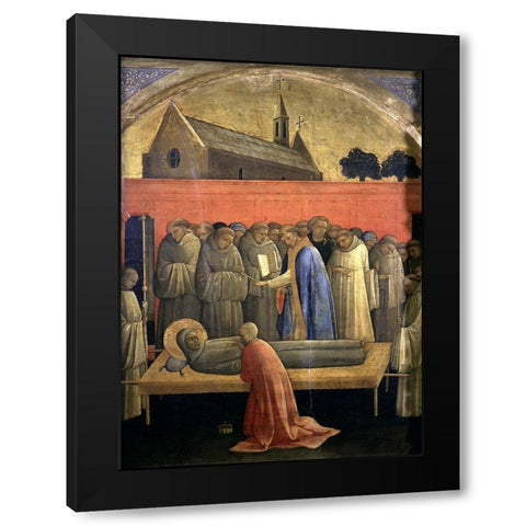 Death of St. Francis of Assisi Black Modern Wood Framed Art Print by Monaco, Lorenzo