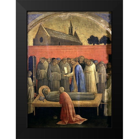 Death of St. Francis of Assisi Black Modern Wood Framed Art Print by Monaco, Lorenzo