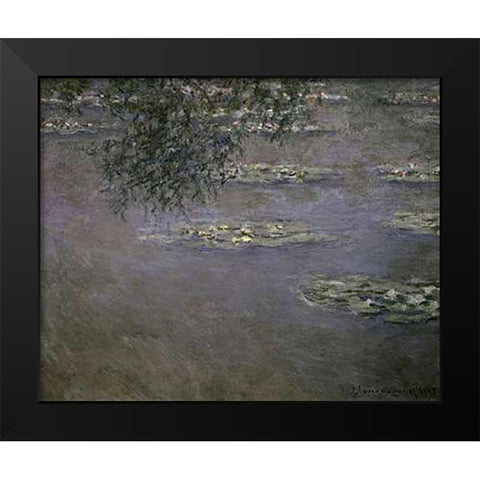 Nympheas (Water Lilies) Black Modern Wood Framed Art Print by Monet, Claude