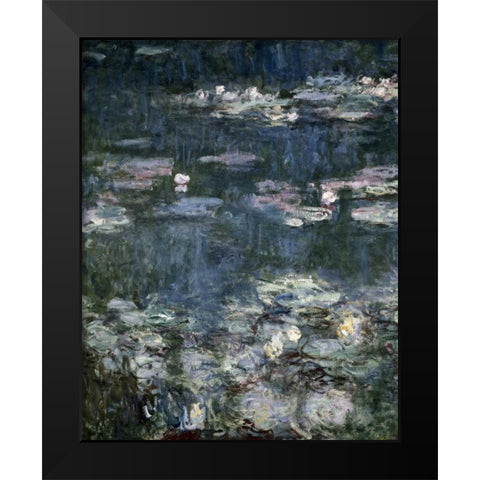 Nympheas - Water Lilies - detail Black Modern Wood Framed Art Print by Monet, Claude