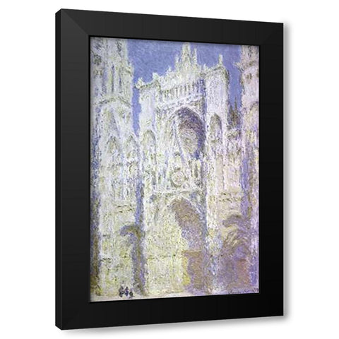 Rouen Cathedral: West Facade, Sunlight Black Modern Wood Framed Art Print with Double Matting by Monet, Claude