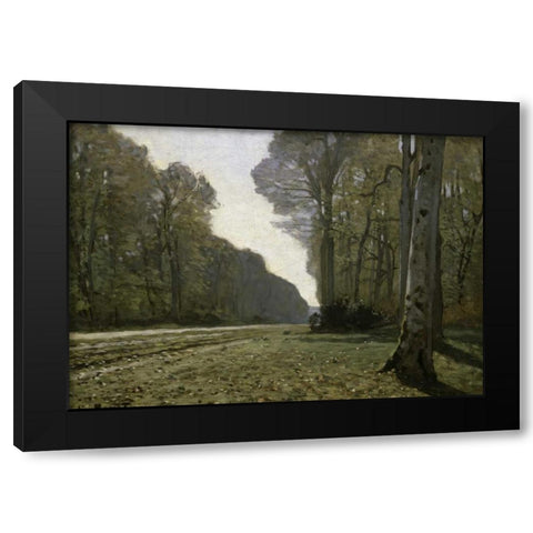 Route du Bas Breau Black Modern Wood Framed Art Print with Double Matting by Monet, Claude