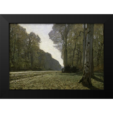 Route du Bas Breau Black Modern Wood Framed Art Print by Monet, Claude