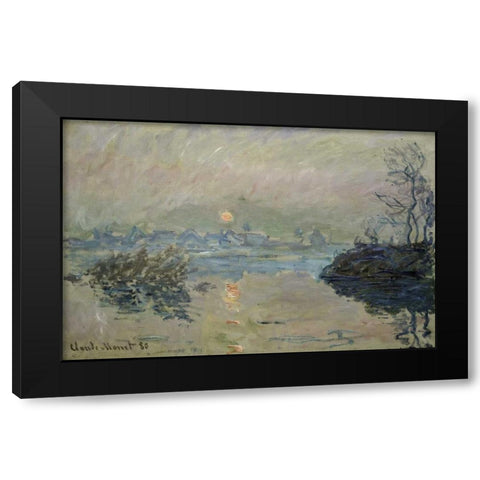 Setting Sun - Soleil couchant Black Modern Wood Framed Art Print by Monet, Claude
