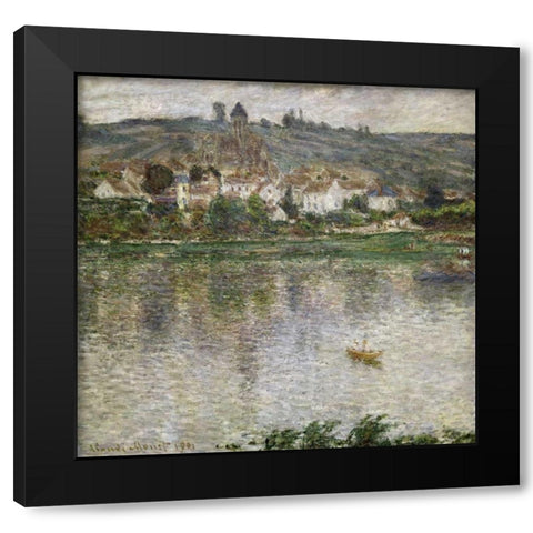 Vetheuil Black Modern Wood Framed Art Print with Double Matting by Monet, Claude