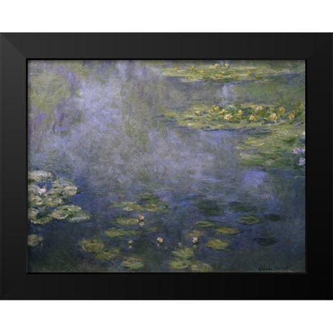 Water Lilies - Nympheas IV Black Modern Wood Framed Art Print by Monet, Claude