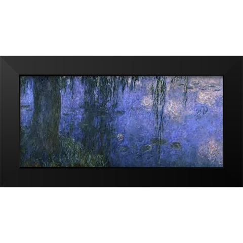 Water Lilies: Morning with Willows, c. 1918-26 (left panel) Black Modern Wood Framed Art Print by Monet, Claude