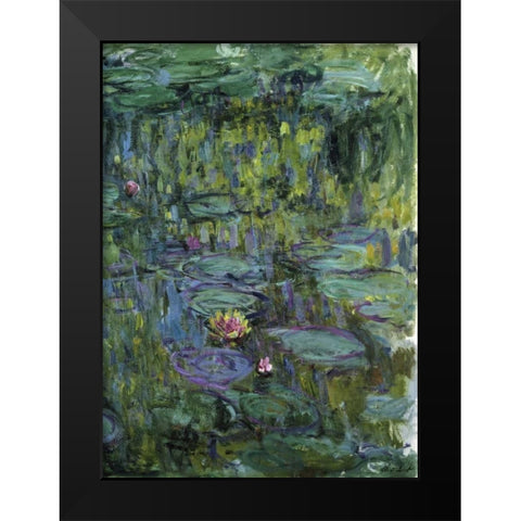Water Lilies - Nympheas XI Black Modern Wood Framed Art Print by Monet, Claude