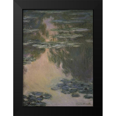 Water Lilies - with Willows Black Modern Wood Framed Art Print by Monet, Claude