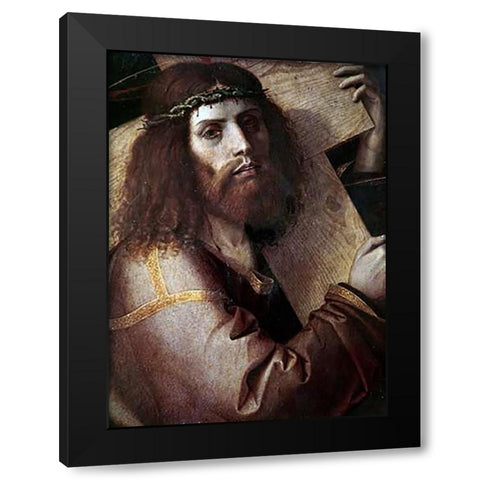 Cross-Bearing Museumist Black Modern Wood Framed Art Print with Double Matting by Montagna, Bartolomeo