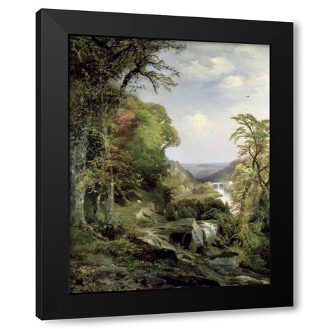 Along The Wissahickon Black Modern Wood Framed Art Print with Double Matting by Moran, Thomas
