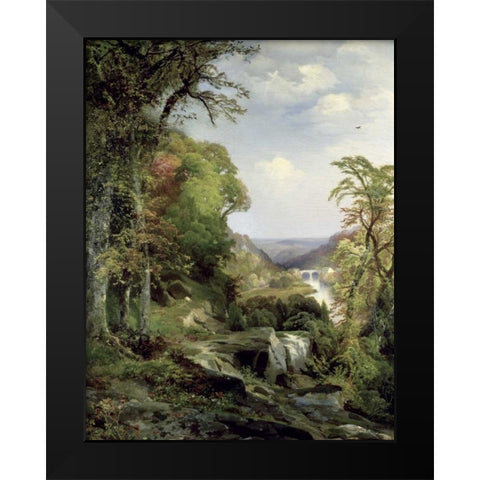Along The Wissahickon Black Modern Wood Framed Art Print by Moran, Thomas