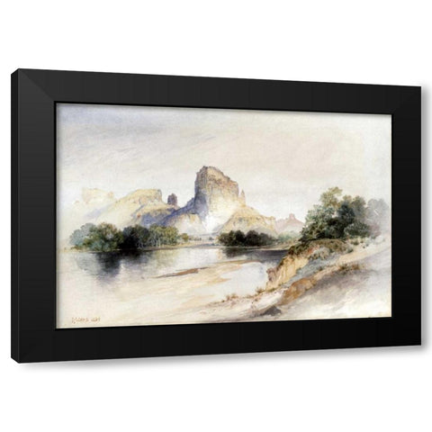 Castle Butte, Green River, Wyoming Black Modern Wood Framed Art Print by Moran, Thomas