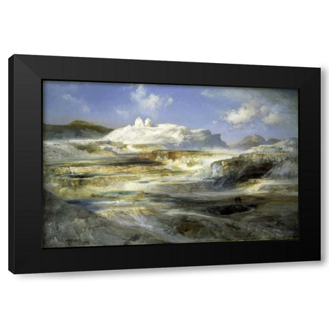 Jupiter Terrace, Yellowstone Black Modern Wood Framed Art Print by Moran, Thomas