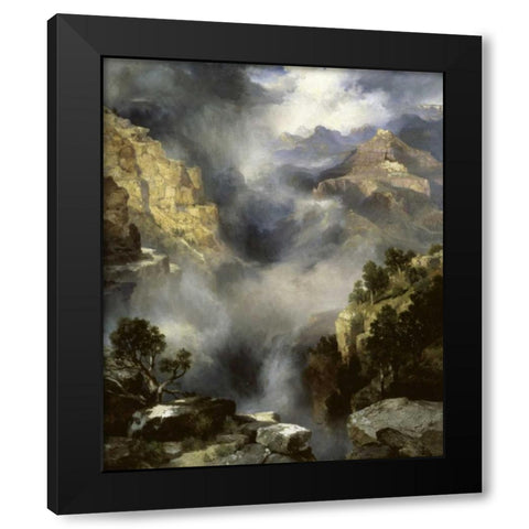 Mist in the Canyon Black Modern Wood Framed Art Print by Moran, Thomas