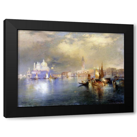 Moonlight in Venice Black Modern Wood Framed Art Print by Moran, Thomas