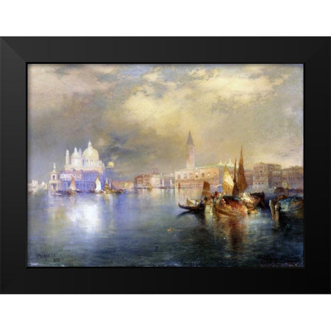 Moonlight in Venice Black Modern Wood Framed Art Print by Moran, Thomas