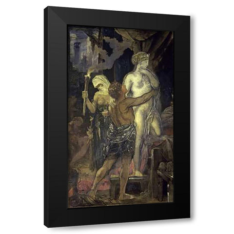 Messalina (Messaline) Black Modern Wood Framed Art Print with Double Matting by Moreau, Gustave