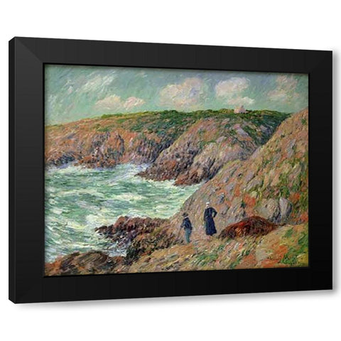 Falaise de Moellan Finistere Black Modern Wood Framed Art Print by Moret, Henry