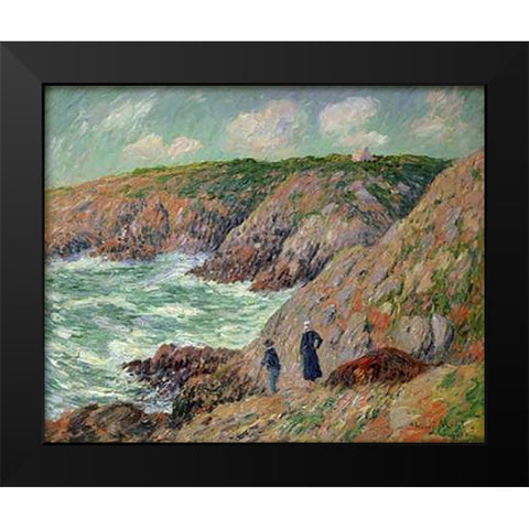 Falaise de Moellan Finistere Black Modern Wood Framed Art Print by Moret, Henry