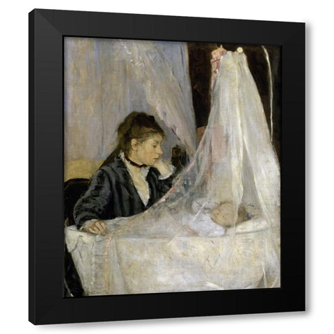 The Cradle - Le berceau Black Modern Wood Framed Art Print with Double Matting by Morisot, Berthe