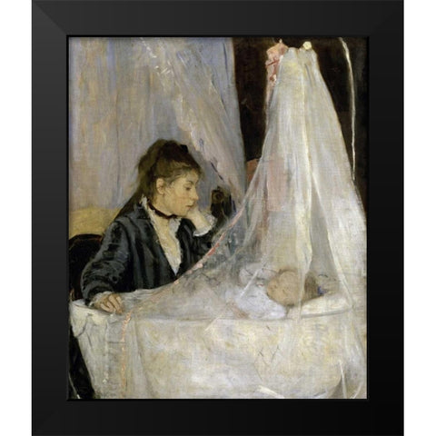 The Cradle - Le berceau Black Modern Wood Framed Art Print by Morisot, Berthe